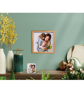 BK Home Yağlıboya Anne Kız Fotoğraflı El Yapımı Ahşap Çerçeveli Tablo-1