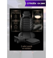 citron c4 2005 Koltuk ve Kılıf uyumlu Siyah Yastık Lüks Minder 2 Minder 2 Yastık