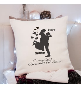 Sevgili Çift ( Seninle Bir Ömür ) Tasarımlı Yastık Kişiye Özel
