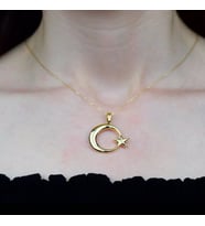 Altın Ay Yıldız Kolye (Gold)