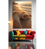 TATİLDE KEDİ V1 Ev Duvar Salon Güzellik Salonu Ofis Dükkan Dekarasyon Kanvas Tablo (Çok Renkli)