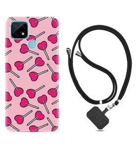 Realme C11 C21 C21Y C25Y C11 2021 Kılıf Boyun Askılı Silikon Heart Lollipop 1414
