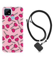 Realme C11 C21 C21Y C25Y C11 2021 Kılıf Boyun Askılı Silikon Heart Lollipop 1414