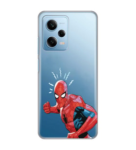 Redmi Note 12 Pro 5G Uyumlu Örümcek Adam Tasarımlı Şeffaf Telefon Kılıfı