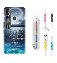 Tecno Spark 6 6 Go 8C 8 Pro 7 7 Pro Kılıf Kablo Koruma Spiral Silikon Great Moon 1301