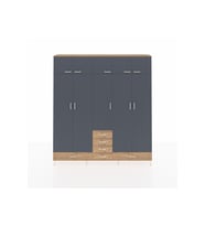 Arges Dolap 6 Raflı 6 Çekmeceli 4 Askılı 220x30x243 Çam-Antrasit/Çam