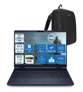 Dell Alienware 16X Aurora Core Ultra 7 255HX Aı 64GB 1tb SSD 8GB/RTX5060 Gddr7 115W 16" Wqxga 240Hz 500 Nits Windows 11 Pro Taşınabilir Bilgisayar ZAC16251P27+ZETTAÇANTA