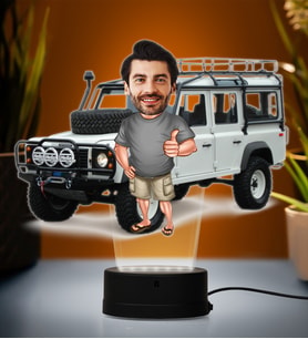 Doğum Günü Hediyesi,Sevgiliye Hediye, Kişiye Özel Fotoğraflı Range Rover 9 Tasarımlı Erkek Karikatür 3D Led Lamba (Beyaz)
