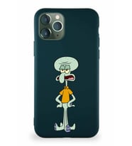 Apple iPhone 11 Pro Soft Premier Kapak Squidward Dokunaç Tasarımlı Silikon Kılıf - Yeşil (Şeffaf)