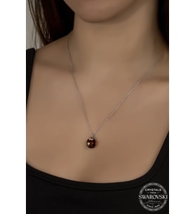 Union Swarovski Crystal Kadın Brown Zirconia Gümüş Kolye