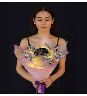 ÖZÜR BUKETİ (Üç Renkli Pembe Mürdüm)