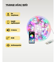 Yılbaşı Ağacı Şerit Led - 10 Metre- Telefondan Kontrol - Ses Duyarlı (RGB)