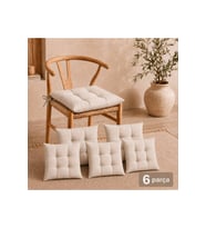 6'lı Sandalye Minderi 40x40 cm Dikişli Bağcıklı Oturma Minderi
