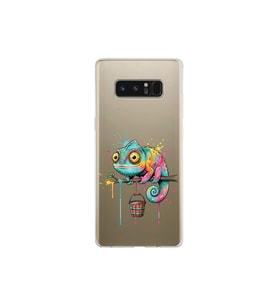Samsung Galaxy Note 8 ile Uyumlu Splash Bukalemun Tasarımlı Şeffaf Silikon Kılıf