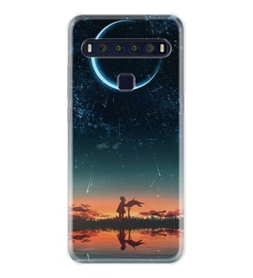 TCL 10L 10 Plus 10SE 20E 20SE 30SE L7 Kılıf Desemli Silikon Ay ve Kız 1720