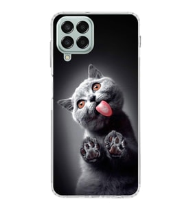PrintiFy Samsung Galaxy M33 ile Uyumlu 1mm Slim Fit Kedi 2 050c Baskılı Şeffaf  Kılıf
