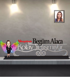 Kişiye Özel Melek Anne Karikatürlü Kolay Yetişmiyor Ahşap Biblo Model-4