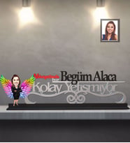 Kişiye Özel Melek Anne Karikatürlü Kolay Yetişmiyor Ahşap Biblo Model-4