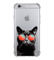 PrintiFy Apple iPhone 6 Plus Uyumlu Kedi 3 Baskılı Şeffaf Köşe Korumalı Antişok Kılıf