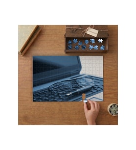 Laptop- Bigisayar- İş Tasarımı 240 parça Ahşap Puzzle Ahşap Kutuda MP00297