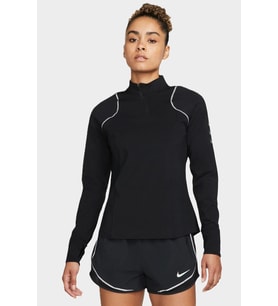Nike Dri Fit ADV Running Division 1/4 Zip Kadın Yarım Fermuarlı Reflektörlü Koşu Antrenman Sweatshirt Siyah