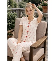 Kadın 01669 Kısa Kol Kaşkorse Pijama Takımı