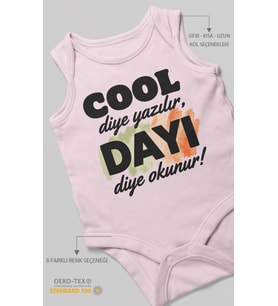 Cool diye yazılır dayı diye okunur Sıfır Kollu Bebek Zıbını %100 Pamuk