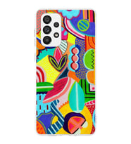 PrintiFy Samsung Galaxy A73 ile Uyumlu 1mm Slim Fit Retro Renkler 6 Baskılı Şeffaf  Kılıf