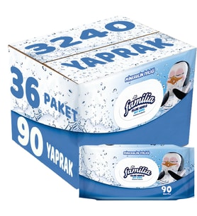 Familia Islak Havlu Mendil Mineralin İyiliği 90 Yaprak Plastik Kapaklı 36 Lı Set 3240 Yaprak