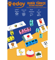 EDOY Montessori Eğitici Oyuncaklar - Türkçe Bulmaca Oyunu 16 Küp 40 Türkçe Kart Ve Zil Eğitici Oyuncak