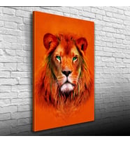 Aslan , Turuncu Tonlarda Dekoratif Kanvas Tablo 50 x 70