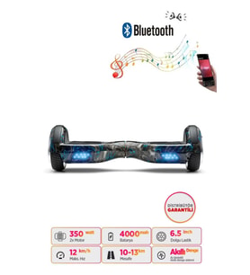 CityMate Elektrikli Kaykay Hoverboard Bluetooth Hoparlörlü 6.5 Inch Grafiti D18