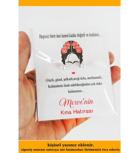 20 Adet Kuşe Kartlı İnci Küpe - Kına Hediyesi - Nikah Hediyesi - Söz Hatırası