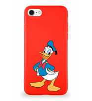 Apple iPhone 7 Soft Premier Kapak Donald Duck-C Tasarımlı Silikon Kılıf - Kırmızı (Şeffaf)