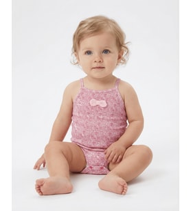 Bibaby Pink Flowers Jakarlı Bebek Badi - Pembe