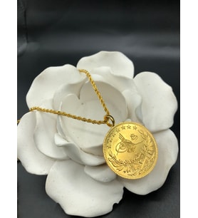 22 ayar altın kaplama kadın gold zirkon taşlı halat zincirli reşatlı  kolye modeli