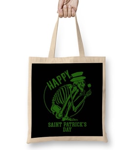 St Patricks Day Skull Bez Çanta Uzun Saplı