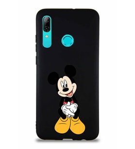 Huawei P Smart 2019 Soft Premier Kapak Mickey Mouse-A Tasarımlı Silikon Kılıf - Siyah (Şeffaf)