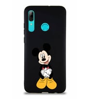 Huawei P Smart 2019 Soft Premier Kapak Mickey Mouse-A Tasarımlı Silikon Kılıf - Siyah (Şeffaf)