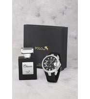 Polo Air Kauçuk Kordon Erkek Kol Saati Ve Parfüm Hediyelik Kutusunda Set Siyah Gümüş Renk ST-5001E4 (Gümüş-Siyah)