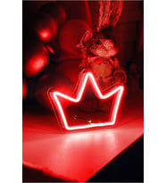 Neon Led Işıklı Çocuk Odası Tablo, Kral Tacı Şeklinde, 20x15 cm (Krem)
