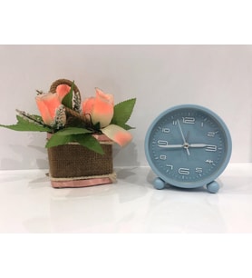 cosy home gift Ev Dekor Kaliteli Pilli Işıklı Mavi Işıklı Masa Saati