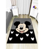 Siyah Kaymaz Tabanlı Yıkanan Miki Mouse Çocuk Halısı AR790