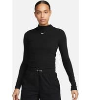 Nike Sportswear Ribbed Mock-Neck Long Kadın Uzun Kollu Yarım Balıkçı Yaka Siyah Tişört