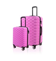 Polo&Sky Petek Model Pembe Renk 2'li Valiz Seti (Küçük+Büyük)