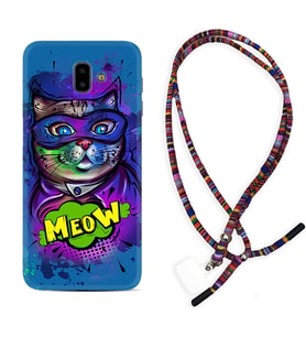 Samsung J6 Plus J7 Prime J7 Pro M20 Kılıf Boyun Asklı Rasta Silikon Super Meow 1715