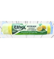 Ethex Büyük Boy Büzgülü Limonlu Çöp Torbası 65x80 Cm (50 Lt) 10'lu Rulo