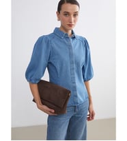 LCW Comfort İndigo Balon Kollu Kadın Jean Gömlek