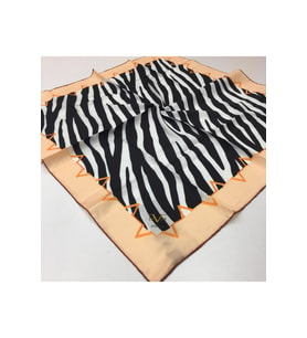 Zebra Desen Black Seri Twill Eşarp Eşarp Askısı ile Birlikte 90x90 cm Somon Siya