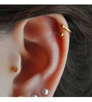 Gold Renk Cerrahi Çelik Spiral Piercing Kulak Dudak Burun Kaş Kıvrımlı Piercing (Çok Renkli)